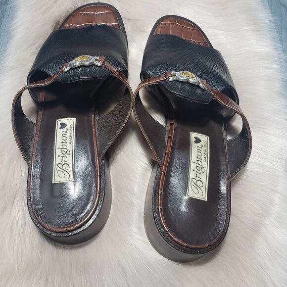 Brighton Black and brown croc sandals - Picture 3 of 5